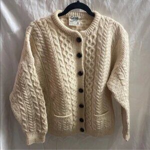 🐑RARE Pure Wool Made in Ireland by Carraig Donn Cozy Cable Knit Sweater